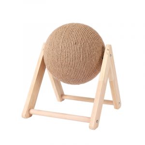 Solid wood vertical cat scratching ball