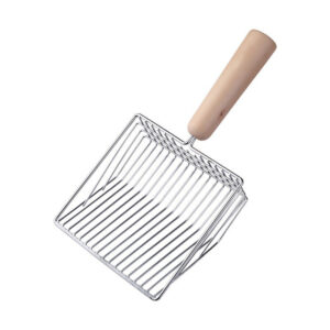 Wooden handle cat litter shovel