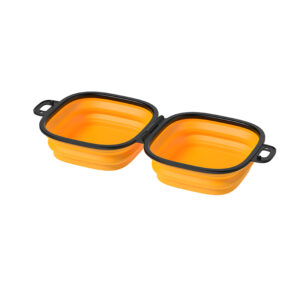Portable pet foldable silicone double bowl