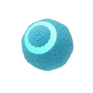 Red and blue automatic cat teasing ball made from ABS and silicone, perfect for interactive play