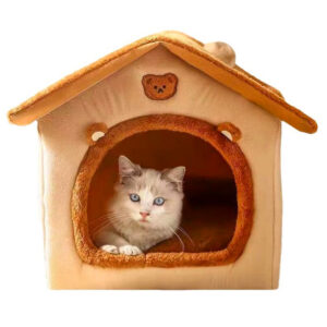 Yellow Bear and Gray with Long Ears pet nest made from Arctic fleece and PP cotton, offering comfort and style