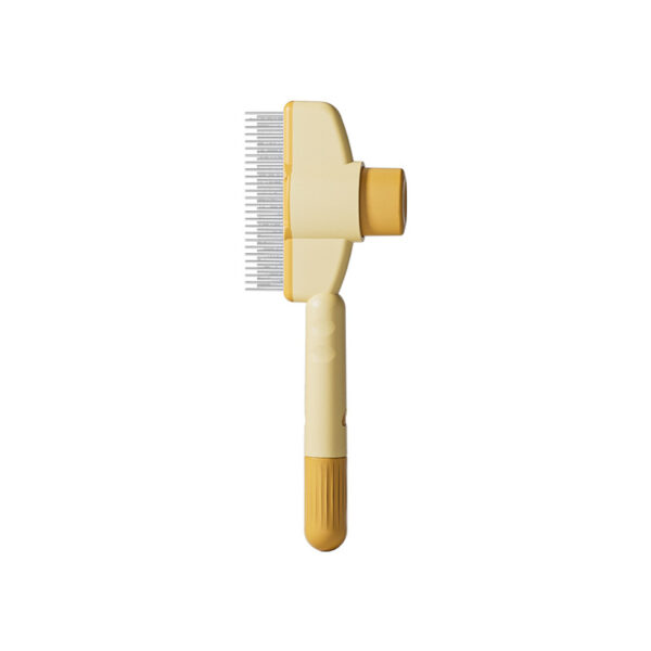 BW3309421(1) Yellow and green pet cleaning hair removal comb with stainless steel teeth for easy grooming