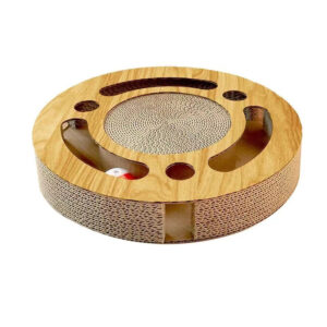 Wooden cat scratcher with replaceable layers