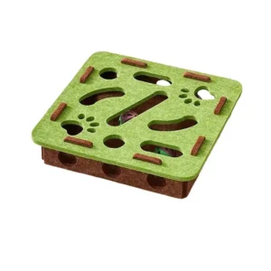 Greenish-Brown Felt Box Pet Puzzle Toy