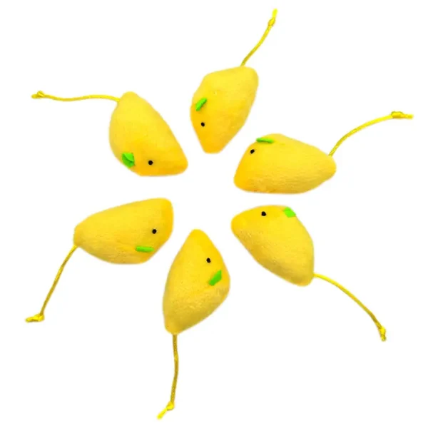 BW3301772(1) Little Catnip Mice Plush Toy Set Yellow Catnip Mouse Toy